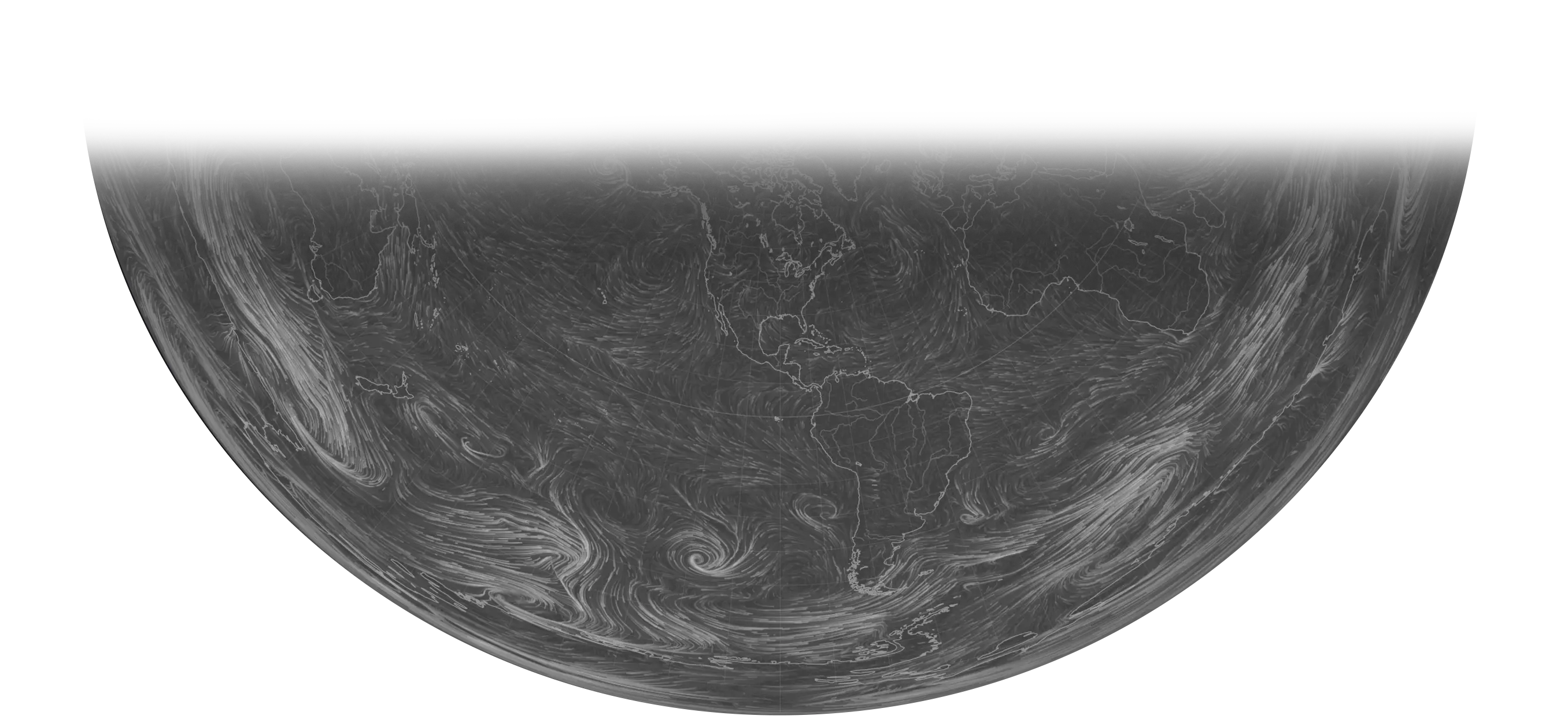 wireframe of the earth, showing movement of different winds